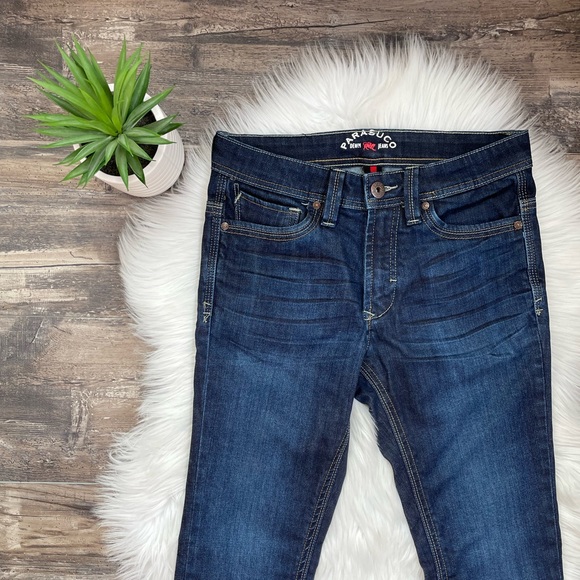 Parasuco straight leg dark wash jeans with fading and creasing detail - Picture 4 of 11